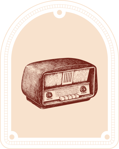 Vintage braunes Röhrenradio mit Knöpfen und Skala