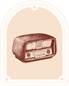 Vintage braunes Röhrenradio mit Knöpfen und Skala
