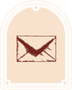 Briefumschlag-Symbol in einem dekorativen Rahmen