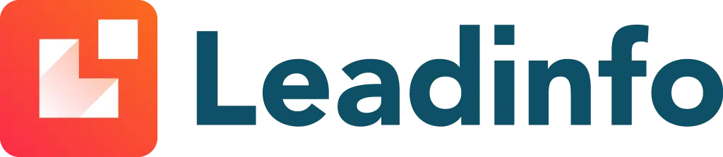 Leadinfo Logo: Stilisiertes "L" in Orange-Rot mit dem Schriftzug "Leadinfo