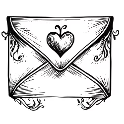 Verzierter Liebesbriefumschlag mit Herzsiegel