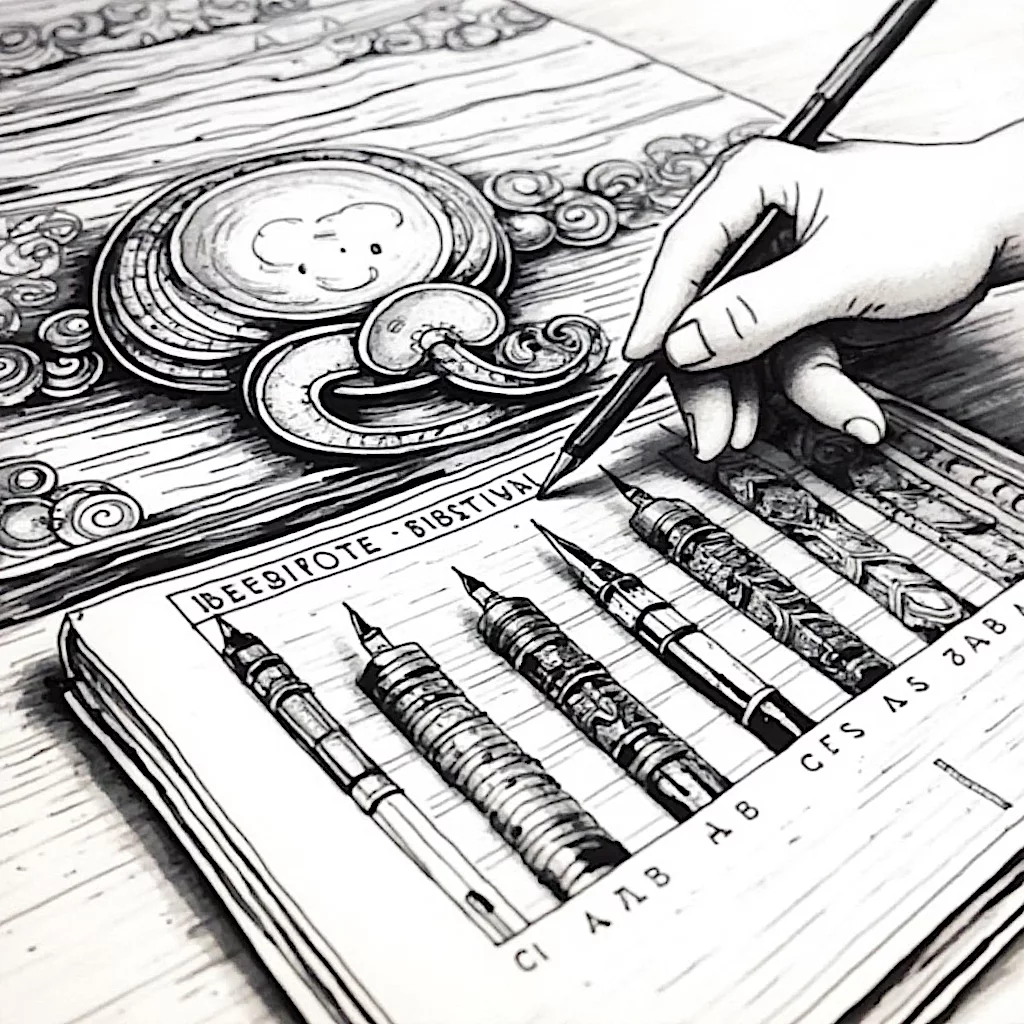 Handzeichnen komplizierter Muster mit Kalligrafiestiften