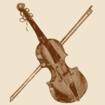 Vintage Violine und Bogen, gekreuzt