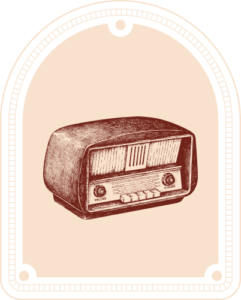 Vintage braunes Röhrenradio mit Knöpfen und Skala