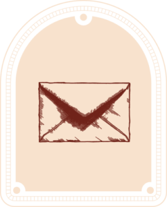 Briefumschlag-Symbol in einem dekorativen Rahmen