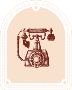 Antikes Schnurtelefon mit Wählscheibe, Illustration